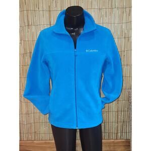 Columbia Women Blue Fleece Full Zip Jacket Pockets Medium